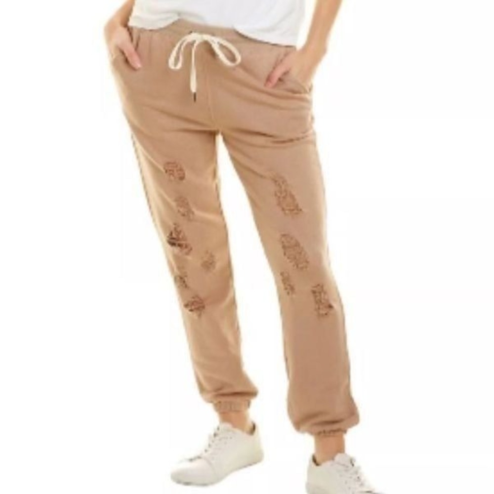 n:philanthropy Tan Distressed comfy grunge Joggers Sweatpants $168 XS New